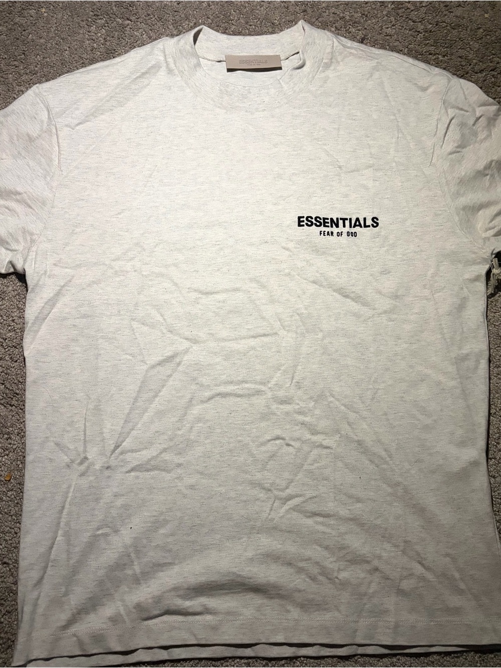 Fear of God Essentials Men’s Light Oatmeal Logo T-Shirt